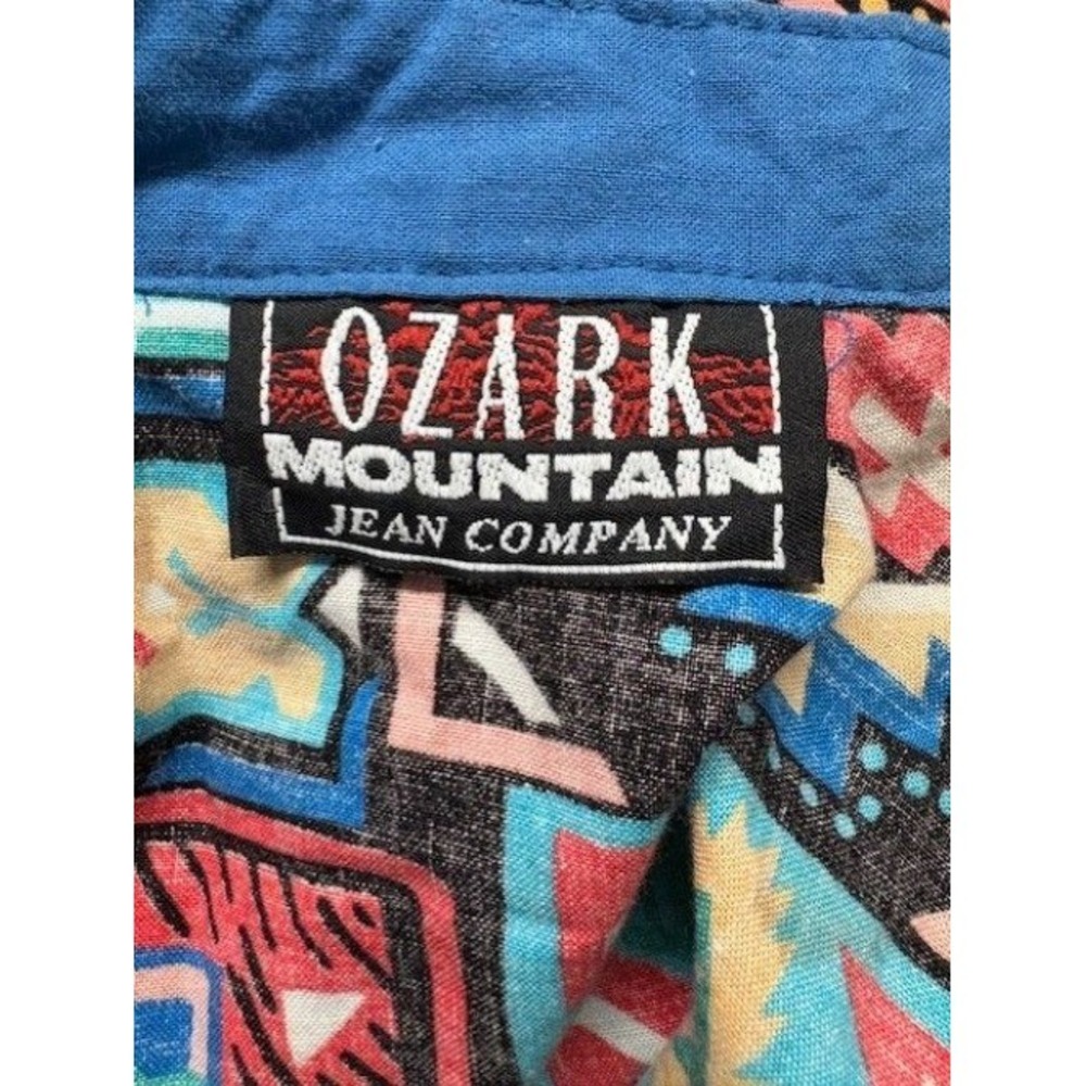 Ozark Mountain Jean Co. Vintage Multicolor Button-Up Shirt With Aztec Print Deni - Picture 3 of 4
